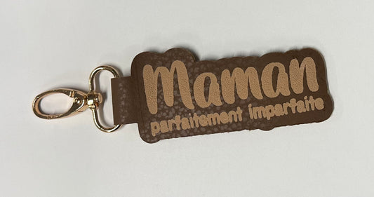 Porte-clés simili cuir - Maman - Brun caramel